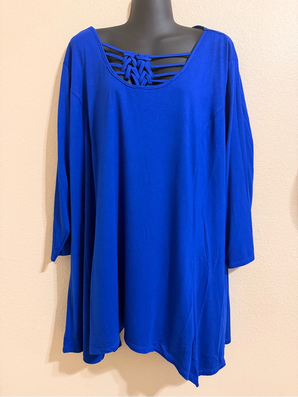 Avenue Cobalt Blue Braided-Back Scoop Neck Tunic